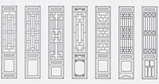 普安常用中式仿古花窗图案隔断设计图